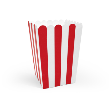 6 Popcornboxen in Rot / Weiß